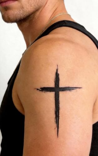 Semi-Permanent Cross Tattoo for Men, 2 Sheets Waterproof