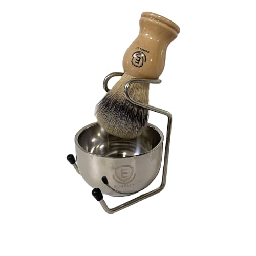Premium Shaving Brushes For Men by Echolly-Super Strong NO Shed Bristle Wood Handle Shave Brushes-Wood Handle Legacy Shave Brush-Rich and Fast Lather Shaving Cream Brush (Classic Beech)