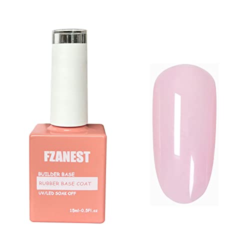 FZANEST Milky Pink Gel Nail Polish & Builder Rubber Base – 0.51 fl oz, UV/LED