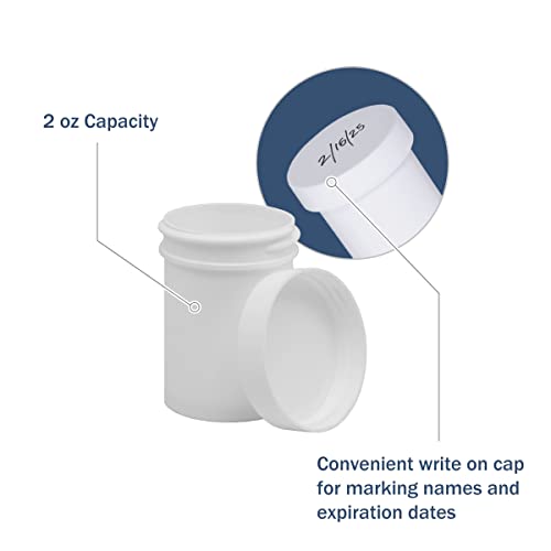 EZY DOSE Ointment Jar and Container, Screw on Cap, Leak-Proof Container for Creams and Balms, Durable Design, Ideal for DIY Skincare and Herbal Remedies, 2 oz Capacity, White (Pack of 12)