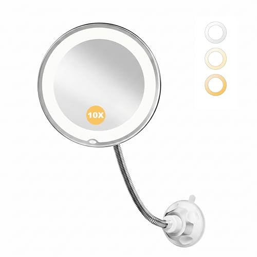 10x Magnifying Makeup Mirror with Lights & Suction Cups