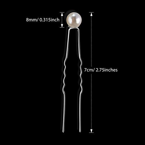 40-Pack White Pearl U-Shaped Bobby Pins for Bridal Hair