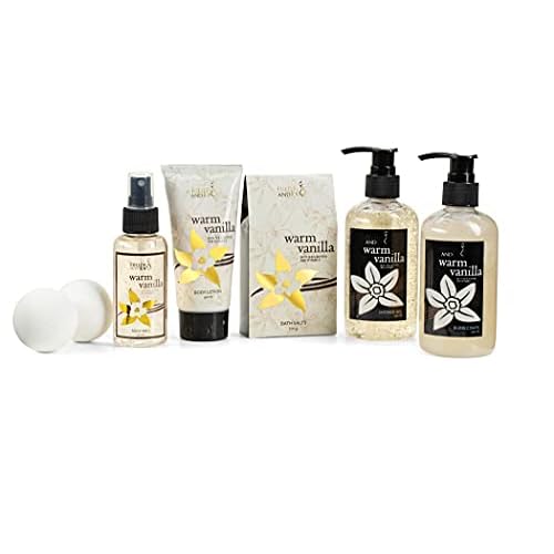 Bath and Body Gift Basket For Women and Men Warm Vanilla Bath & Body Collection Includes Shower Gel, Bubble Bath, Body Lotion, Body Mist & More ? Mother's Day Gift for Mom