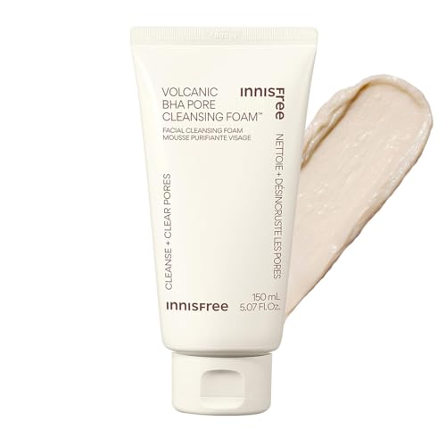 innisfree Volcanic BHA Pore Cleansing Foam, Korean Face Wash with Salicylic Acid, Oil Control, Deep Clean, Pore Care, Sulfate-Free Formula