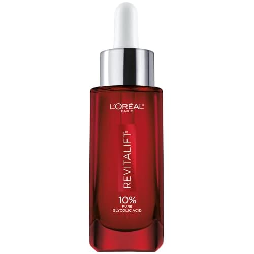 L'Oreal Paris Revitalift 10% Pure Glycolic Acid Face Serum, Visibly Evens Tone & Reduce Wrinkles, Fragrance Free 1.0 fl oz (30ml)