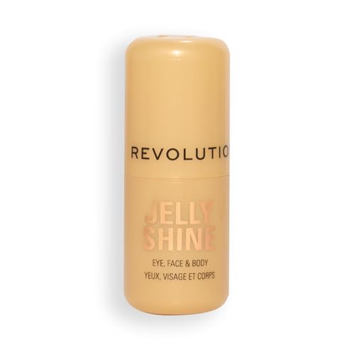Revolution, Jelly Shine Shadow & Highlight Stick for Eyes, Face & Body with Pearlescent Shimmer Effect, Vegan & Cruelty-Free, Celestial Gold