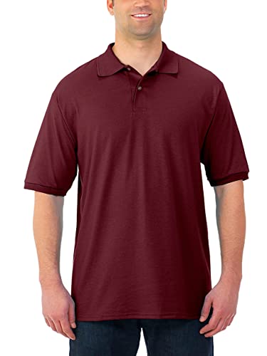 Jerzees Men's SpotShield 2 Button Rib Knit Polo Shirt_S_Maroon