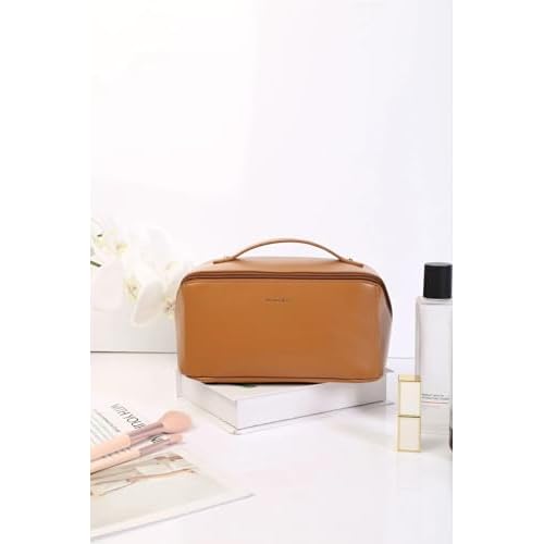 BLVSH & Co. Large Waterproof Makeup Organizer - Professional Travel Cosmetic Bag with Dividers, Premium Toiletry Case, Flat Opening Design