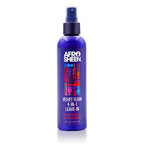 Afro Sheen Velvet Flow 4-in-1 Leave-in Spray. Protects hair against heat, detangles, and moisturizes. 8oz.