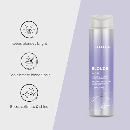 Joico Blonde Life Violet Shampoo and Conditioner | For Cool & Bright Blonde Hair | Neutralize Brassy Tones | Banish Yellow Tones | Boost Shine | Sulfate Free | With Monoi & Tamanu Oil