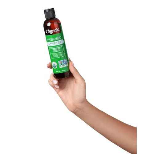 Cliganic Organic Castor Oil, 100% Pure (6oz with Eyelash Kit) - For Eyelashes, Eyebrows, Hair & Skin