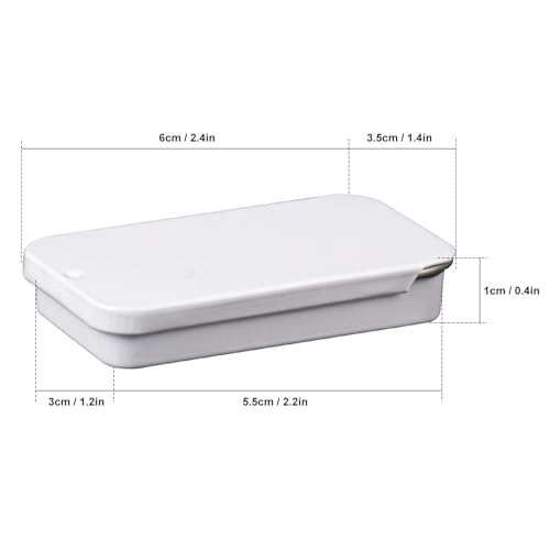70 Pack White Slide Top Tin Containers, Mini Metal Tin Box with Slide Lid, Empty Lip Balm Containers for DIY Projects, Pills, Candies, Jewelry (2.36 x 1.34 x 0.43 Inch)