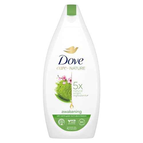 Unilever Dove Care By Nature Awakening Shower Gel, Body wash with Green Tea and Flowers Extract, Natural Origin Ingredients, Clean, Soften, Hydrate Skin, Plant-Based Moisturizers 400ml (13.5 fl oz)