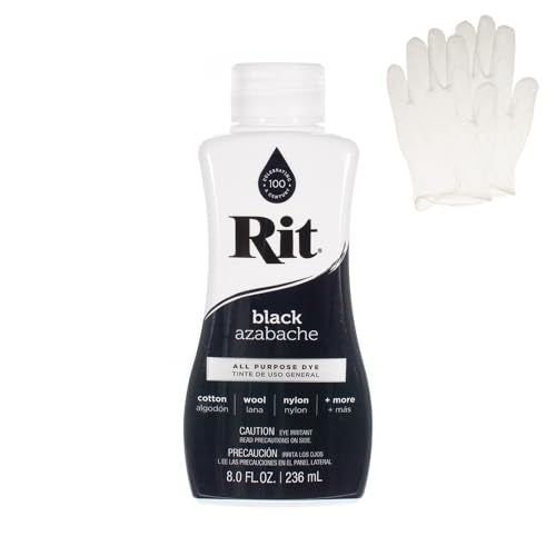 Craft County Liquid Fabric Dye - 8 oz Black - Easy to Use, Includes Gloves