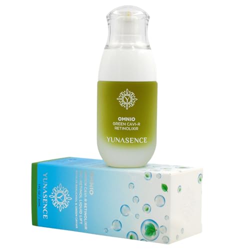 YUNASENCE OMNIO Green Cavi-R Retinolixir, w/3% Bakuchiol, Marula, Vitamin C, Chaga Mushroom. Anti Aging, Antiwrinkle.