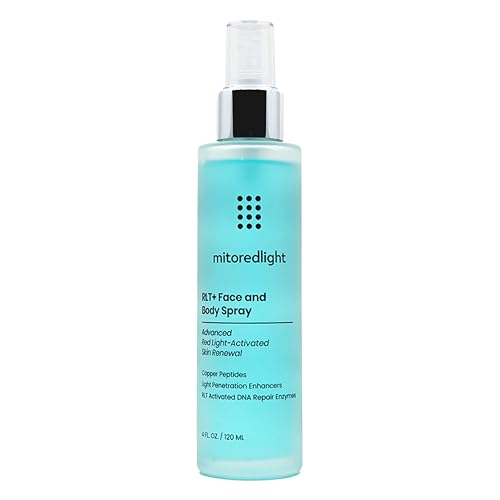 Mito Red Light - MitoAURA¢â: Red Light Therapy-Enhancing Face & Body Spray- Light-Responsive Glow Spray with Copper Peptides & Blue Spirulina - Boost Radiance, Firmness & Skin Vitality- 4 FL OZ