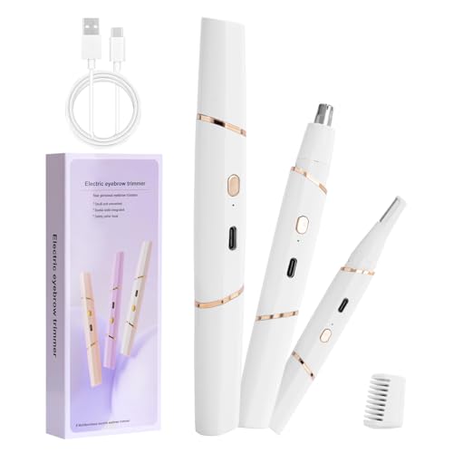 Nose Hair Trimmer for Women - 2 in 1 Ear and Eyebrow Hair Trimmer - Painless Facial Hair Razor for Women - Rechargeable Face/Arm/Leg/Lip/Underarm/Chin/Finger/Bikini Hair Remover with Dual-Edge Blades