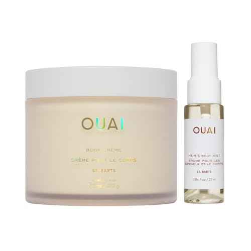 OUAI St. Barts Hair & Body Gift Set - Tropical-Scented Body Care for Women & Men - Includes Full Size Hydrating Body Cream & Deluxe Hair and Body Mist (2 Count)