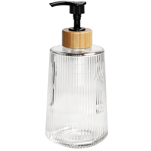 Glass Soap Dispenser 12oz with Bamboo Pump