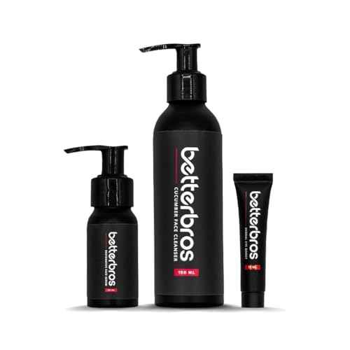 Essentials Skin Care System for Men - Cucumber Face Cleanser, Restorative Face Serum, Herbal Eye Boost