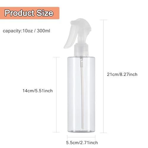 10 oz Plastic Spray Bottles - 3 Pack BPA-Free Fine Mist for Hair, Plants & Cleaning