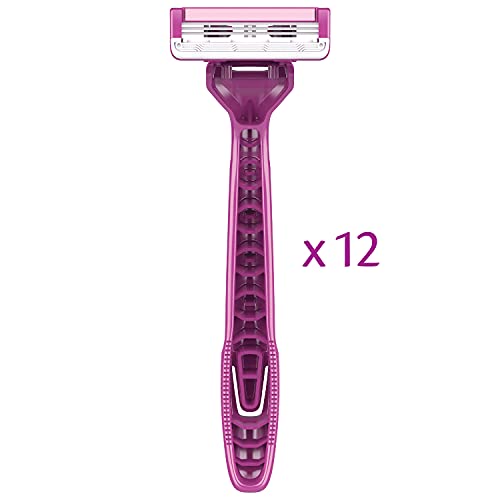 Pure Silk Contour 3 Premium Disposable Razor Value Pack Bundle (3 Packs/12 Total Razors)