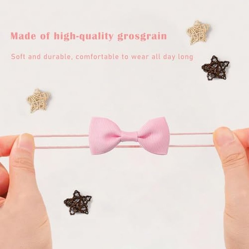 40 Pcs Baby Hair Ties with Bows - Soft Elastic Ponytail Holders