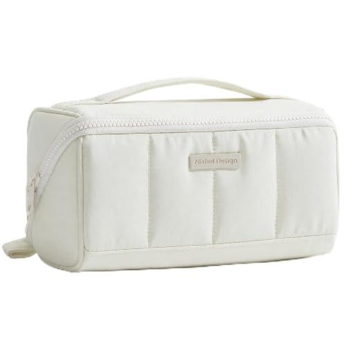 NISHEL Travel Makeup Bag Organizer - Open Flat Design for Easy Access