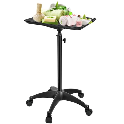 Height Adjustable Salon Rolling Cart Aluminum Tray