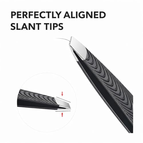 UM Supplies Slant Tweezer, Stainless Steel, High Precision Hair Removal, 1 Count
