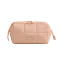 Pink Travel Makeup Bag with Brush Pocket & Compartments