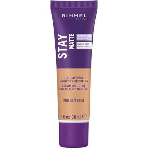 Rimmel London Stay Matte Liquid Mousse - 200 Soft Beige - Foundation, Lightweight, Shine Control, Oil-Free, 1oz