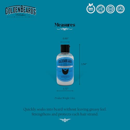 Golden Beards Beard Wash Set or single ? Organic Beard Shampoo & Conditioner for Men, 100ml Each ? Nourishing Jojoba & Oils with Carshalton Lavender Scent, Vegan & Handmade in Denmark (Conditioner)