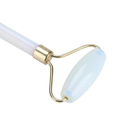 1Pcs Natural Jade Double-head Beauty Roller Anti-Aging Face Roller Eye Neck Massager Slimming Tool Tool(Light Blue)