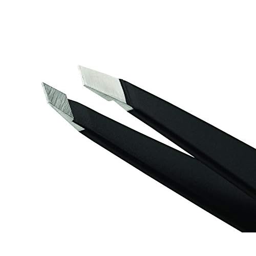 Tweezerman Stainless Steel Slant Tweezer - Eyebrow Tweezers for Women and Men (Black) & Stainless Steel Slant Tweezer - Eyebrow Tweezers for Women and Men (Neon Pink)