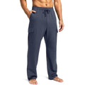 Pudolla Men's Cotton Sweatpants with Cargo Pockets Open Bottom Yoga Pants for Men Lounge Pants for Athletic Workout Casual