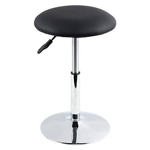 FURWOO Short Round Spa Stool - Height Adjustable Vanity Stool Swivel Bench for Bedroom & Living Room - Black