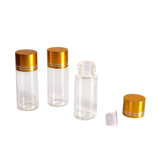 30 Pack Clear Empty Glass Jars with Screw Aluminum Caps, 5/10/15ml Mini Glass Sample Jar Oil Vials,for Essential Oil Powders Storing,Wedding Favors Decoration, Message Bottle (10ml)