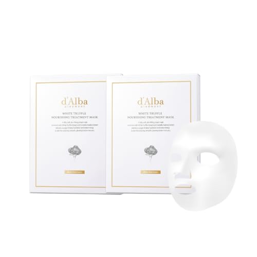 d'alba Piedmont Italian White Truffle Nourishing Mask 10pcs, Vegan Skincare, Nourishing Sheet Mask for Dry and Tired Skin, Deep Hydration, Korean Skin Care (5pcs x 2)