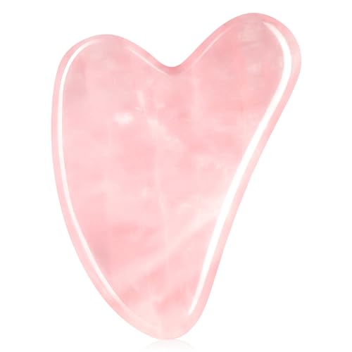 URAQT Gua Sha Facial Tools Rose Quartz Guasha Tools for Face & Eye Gua Sha Stone Skin Care Body Tighten Skin Massage Tools for Puffiness Reducing & Jawline Sculpting Face Stone Gua Sha Tools (Pink)