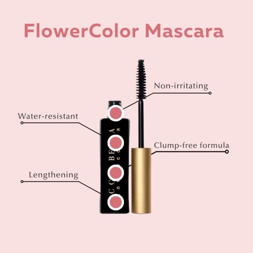 Ecco Bella FlowerColor Vegan Mascara Black - Long Lasting Organic Formula for Sensitive Eyes - All Natural and Water Resistant Mascara - Cruelty-Free, Gluten-Free, Fragrance-Free, and Plant-Based