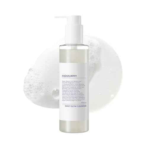 EQQUALBERRY pH Balanced Daily Glow Gel Cleanser 7.1 fl oz. 210ml Moisturizing finish, Gentle Gel Cleaning, Korean Skincare EWG Green