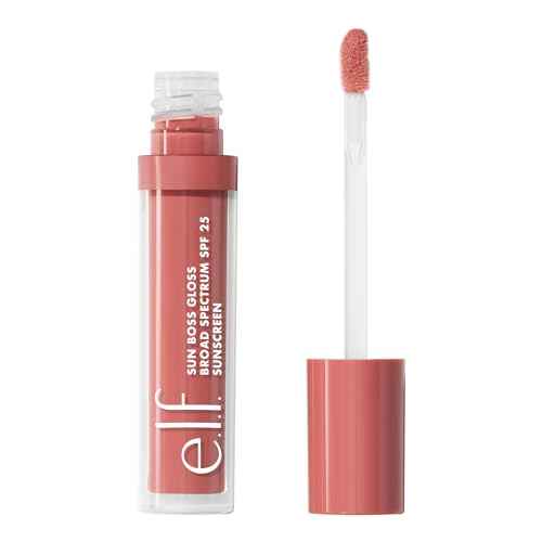 e.l.f. Sun Boss Gloss SPF 25, Pigmented Lip Gloss For A High-Shine Finish, Moisturizing & Conditioning Formula, Vegan & Cruelty-Free, Pink-Me Girl