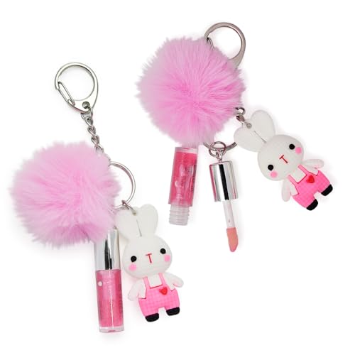 IBI Keychain Lip Glosses Set, Girls Party Favor Including 3Pcs Assorted Flavors Moisturizing Shimmer Lip Glosses for Kids and Teens Ages 5+