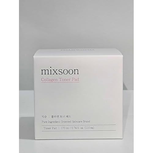 mixsoon Collagen Toner Pad - Hyaluronic Acid, Hydrating, Firming and Smoothing Facial Pads, Gentle Daily Care for Elastic, Radiant Skin 170ml / 5.74 fl.oz. Korean Glass Skin Care
