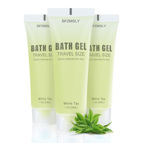 100 Pack Bulk Travel Size Body Wash, 1oz Tubes, White Tea Scent, Mini Shower Gel for Hotel Guests, TSA Approved Toiletries, Individually Sealed for Airbnb, Vacation Rentals