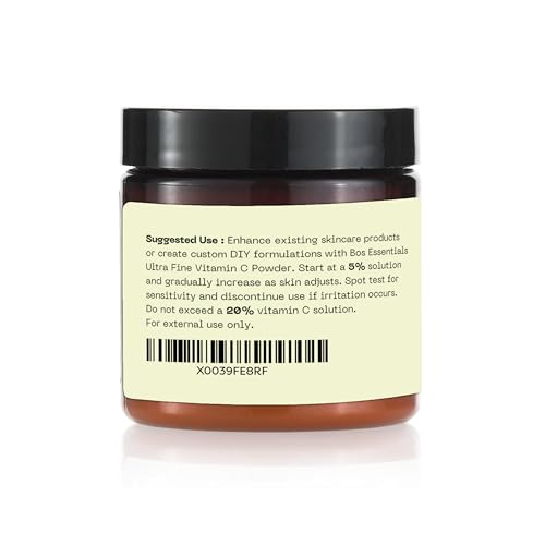 Ultra Fine Vitamin C Powder, 100% Pure Ascorbic Acid, Non-GMO, Cosmetic-Grade, Dissolves Instantly for DIY Serums, creams, and toners