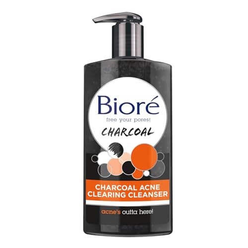 Bioré Charcoal Acne Cleanser, Salicylic Acid Treatment & Bioré Witch Hazel Pore Clarifying Acne Face Wash, Exfoliating Facial Cleanser, 2% Salicylic Acid Acne Treatment for Acne Prone, Oily Skin