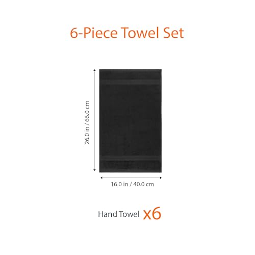 100% Cotton Washcloths 6-Pack - Soft Absorbent Face & Body Towels, Black