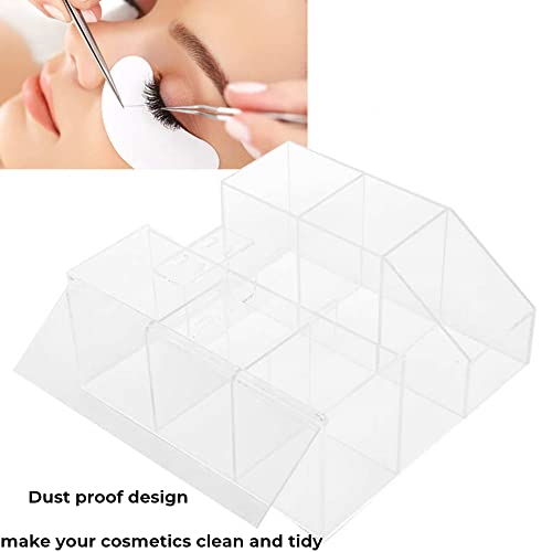 Acrylic Large Capacity Makeup Organizer, Grafting Beauty Extension Supplies Lash Storage Display, Eyelash Storage Case Brush Tweezers Cosmetic Holder (Transparent)